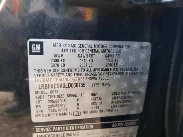 LRBFXCSA9LD060755 - 2020 BUICK ENVISION ESSENCE BLACK photo 12