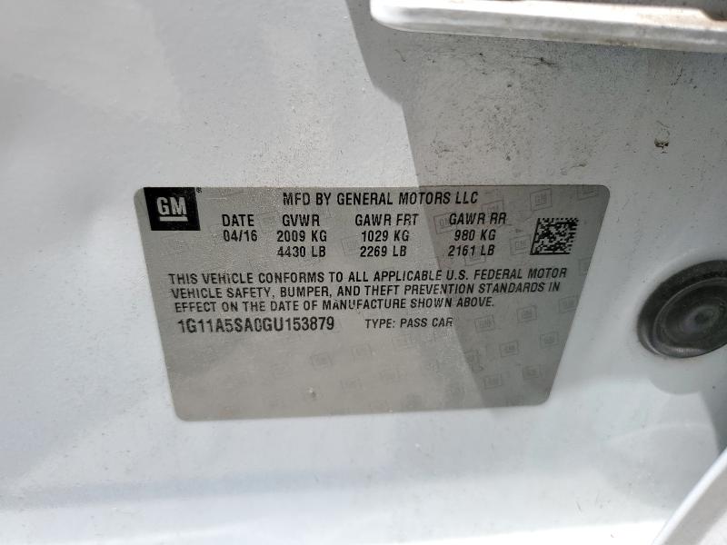 1G11A5SA0GU153879 - 2016 CHEVROLET MALIBU LIM LS WHITE photo 12