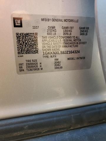 1GKKNXLS8JZ164324 - 2018 GMC ACADIA DENALI ვერცხლისფერი ფოტო 12