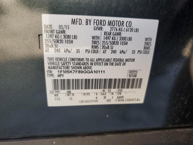 1FM5K7F89GGA10111 - 2016 FORD EXPLORER LIMITED GREEN photo 13