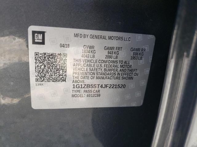 1G1ZB5ST4JF221520 - 2018 CHEVROLET MALIBU LS CHARCOAL photo 12