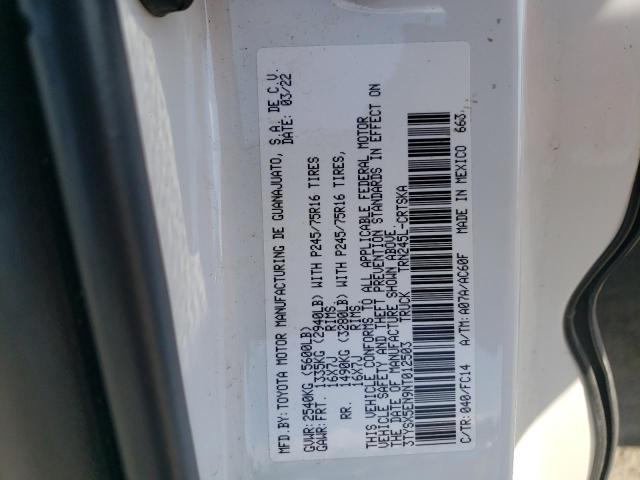 3TYSX5EN9NT012503 - 2022 TOYOTA TACOMA ACCESS CAB თეთრი ფოტო 12