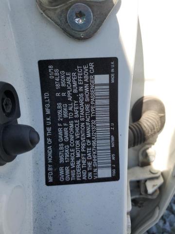 SHHFK7H96JU213732 - 2018 HONDA CIVIC SPORT TOURING WHITE photo 12