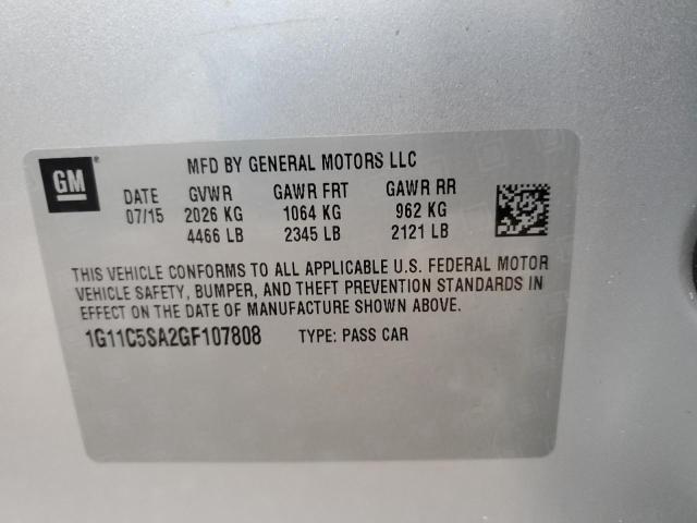 1G11C5SA2GF107808 - 2016 CHEVROLET MALIBU LIM LT 银色 照片 12