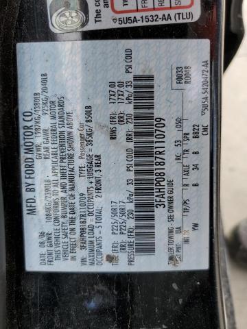 3FAHP08187R110709 - 2007 FORD FUSION SEL BLACK photo 12