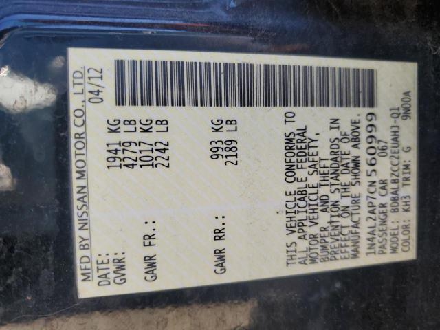 1N4AL2AP7CN560999 - 2012 NISSAN ALTIMA BASE Qara foto 12