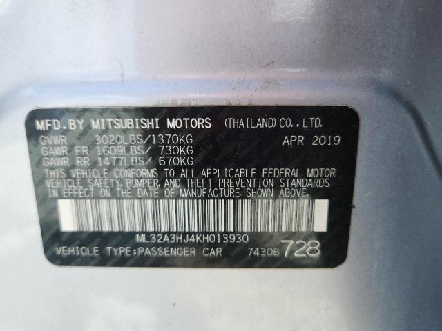 ML32A3HJ4KH013930 - 2019 MITSUBISHI MIRAGE ES Gümüş fotoğraf 12