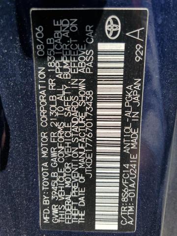 JTKDE177670173438 - 2007 TOYOTA SCION TC Mavi foto 12