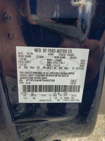 1FTPX14V67NA03729 - 2007 FORD F150 BLUE photo 12