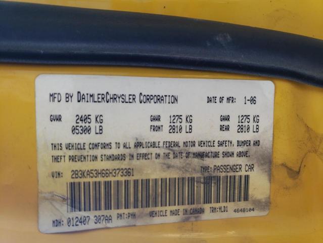 2B3KA53H66H373361 - 2006 DODGE CHARGER R/T YELLOW photo 12