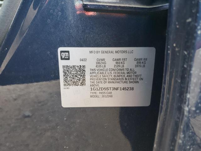 1G1ZD5ST3NF145238 - 2022 CHEVROLET MALIBU LT BLUE photo 12