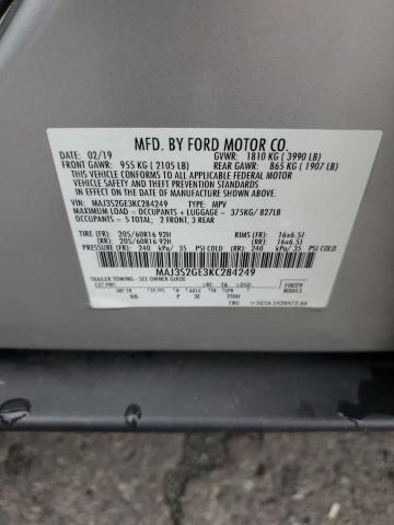 MAJ3S2GE3KC284249 - 2019 FORD ECOSPORT SE Plata foto 13