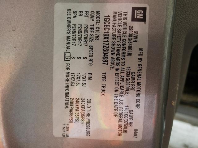 1GCEC19X17Z604987 - 2007 CHEVROLET SILVERADO C1500 CLASSIC GRAY photo 12