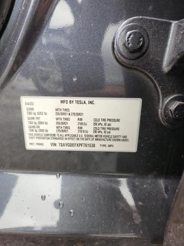 7SAYGDEFXPF761538 - 2023 TESLA MODEL Y Graphit Foto 12