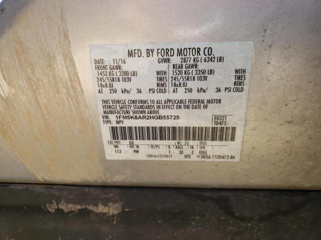 1FM5K8AR2HGB55725 - 2017 FORD EXPLORER POLICE INTERCEPTOR SILVER photo 12