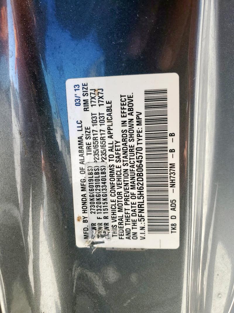 5FNRL5H62DB064570 - 2013 HONDA ODYSSEY EXL Boz foto 13