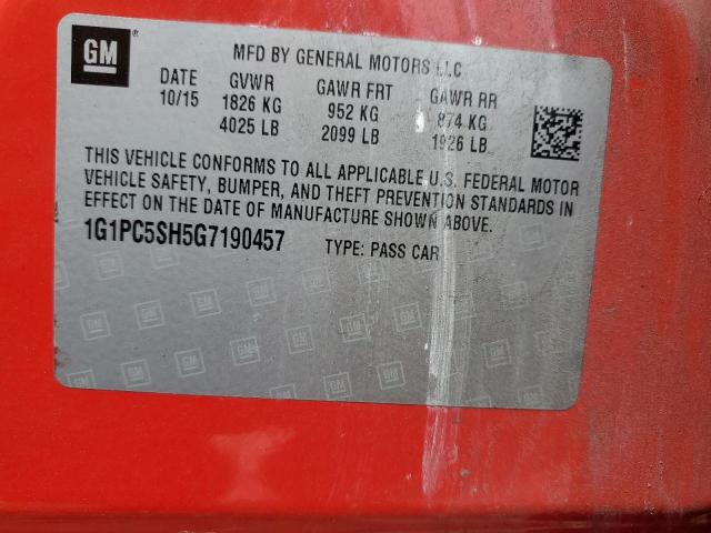 1G1PC5SH5G7190457 - 2016 CHEVROLET CRUZE LIMI LS RED photo 13