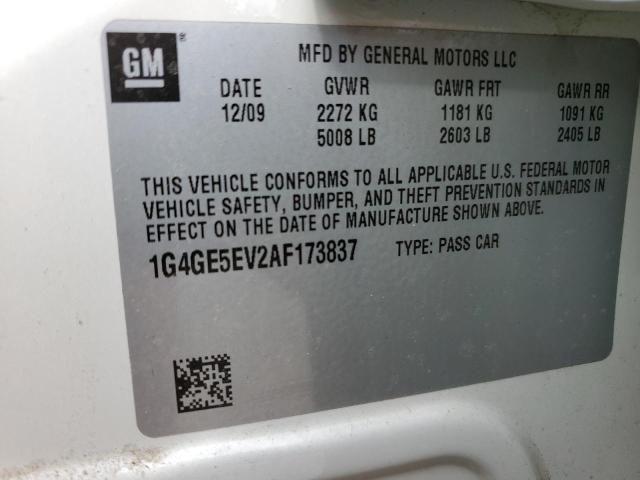 1G4GE5EV2AF173837 - 2010 BUICK LACROSSE CXS WHITE photo 12