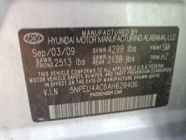 5NPEU4AC6AH629406 - 2010 HYUNDAI SONATA SE SILVER photo 12