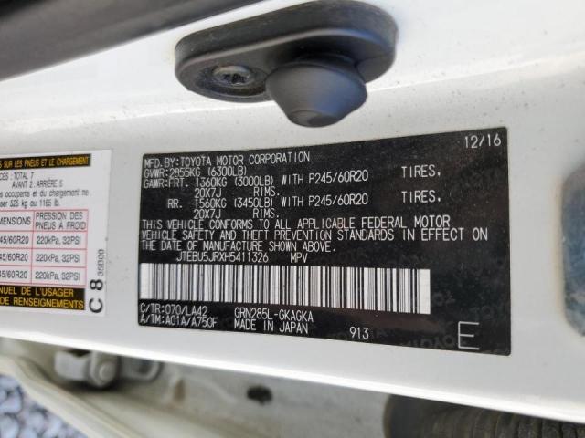 JTEBU5JRXH5411326 - 2017 TOYOTA 4RUNNER SR5/SR5 PREMIUM 白色 照片 10