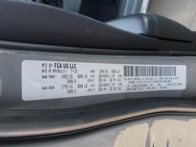 1C4RDJAG7KC839951 - 2019 DODGE DURANGO SXT GRAY photo 10