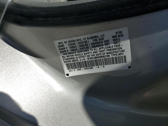 5FNRL38605B062189 - 2005 HONDA ODYSSEY EXL SILVER photo 13