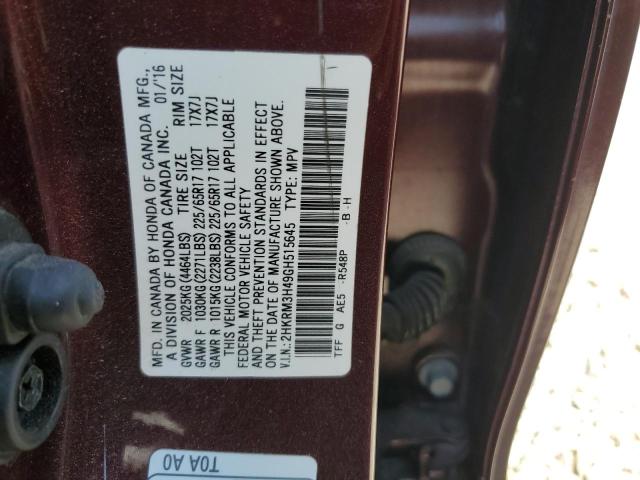 2HKRM3H49GH515645 - 2016 HONDA CR-V SE BURGUNDY photo 14