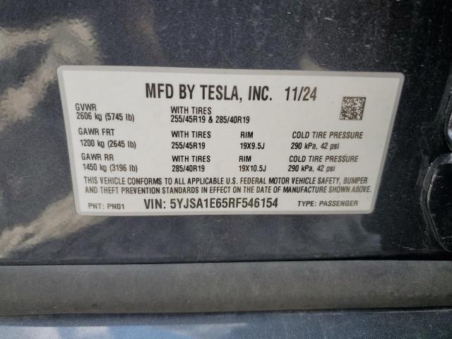 5YJSA1E65RF546154 - 2024 TESLA MODEL S Սև լուսանկար 13
