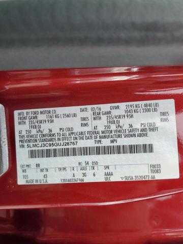 5LMCJ3C95GUJ28767 - 2016 LINCOLN MKC RESERVE Qırmızı foto 13