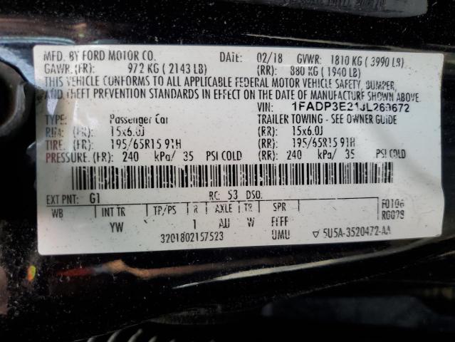 1FADP3E21JL269672 - 2018 FORD FOCUS S 黑色 照片 24