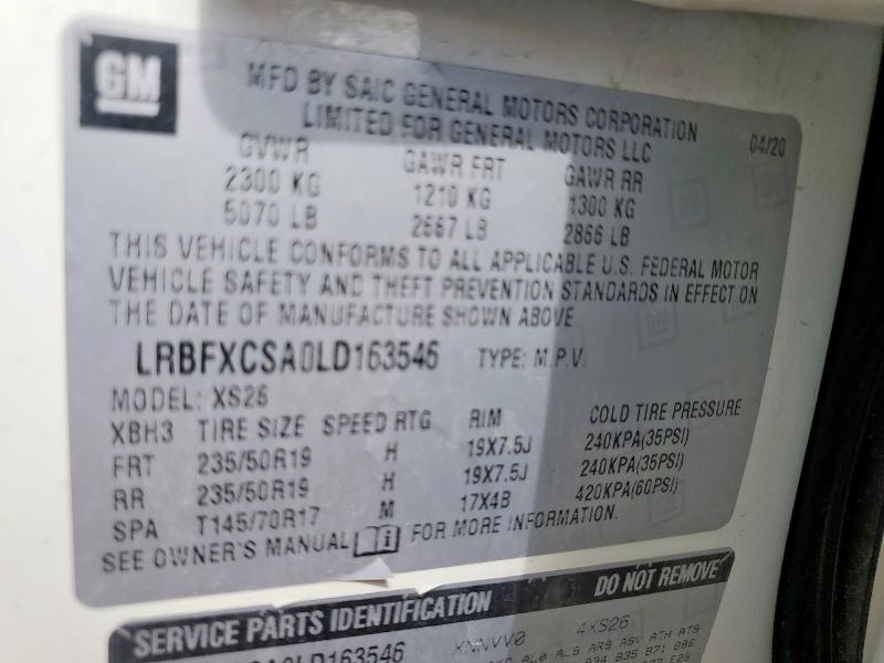 LRBFXCSA0LD163546 - 2020 BUICK ENVISION ESSENCE Белый фото 13