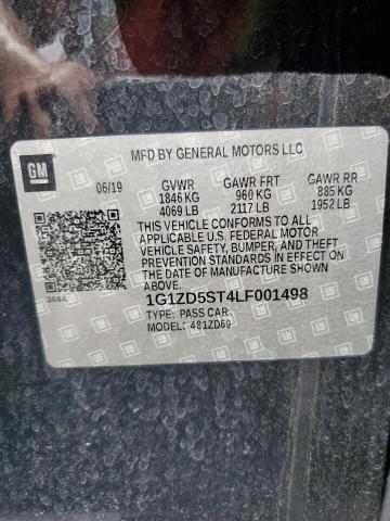 1G1ZD5ST4LF001498 - 2020 CHEVROLET MALIBU LT BLACK photo 12