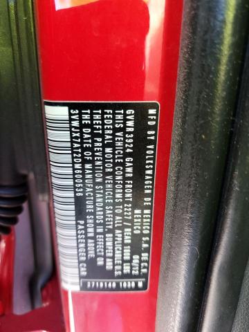 3VWJX7AT2DM600536 - 2013 VOLKSWAGEN BEETLE RED photo 12