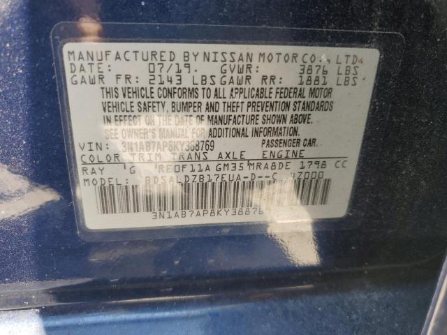 3N1AB7AP8KY388769 - 2019 NISSAN SENTRA S BLUE photo 13