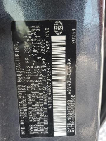 4T1BE46K67U162627 - 2007 TOYOTA CAMRY CE GRAY photo 12
