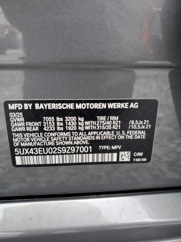 5UX43EU02S9Z97001 - 2025 BMW X5 XDRIVE50E GRAY photo 13