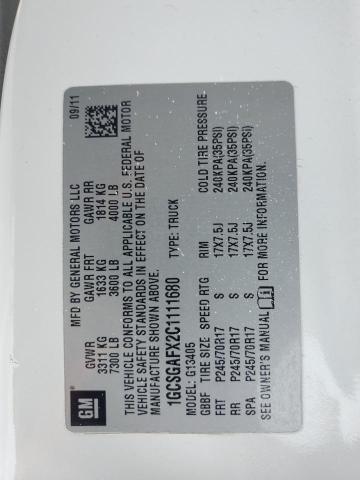 1GCSGAFX2C1111680 - 2012 CHEVROLET EXPRESS G1 WHITE photo 14