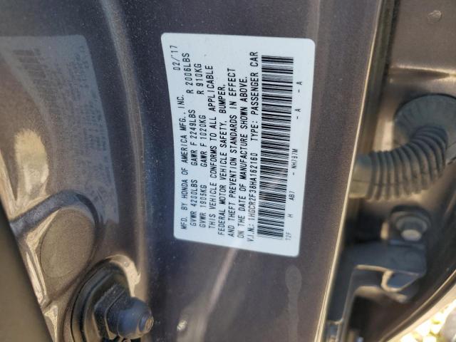 1HGCR2F38HA162160 - 2017 HONDA ACCORD LX GRAY photo 12