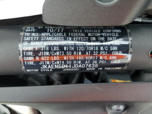 JKAENED11JDA07635 - 2018 KAWASAKI EN650 D WHITE photo 9