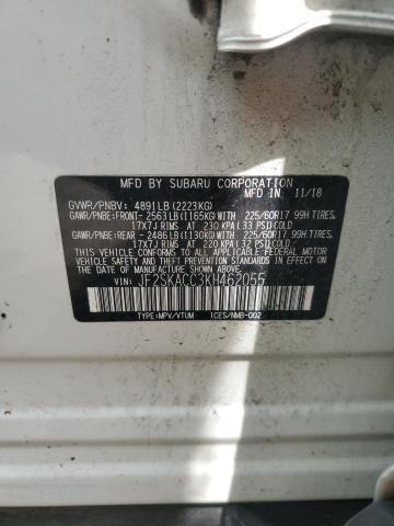 JF2SKACC3KH462055 - 2019 SUBARU FORESTER WHITE photo 13