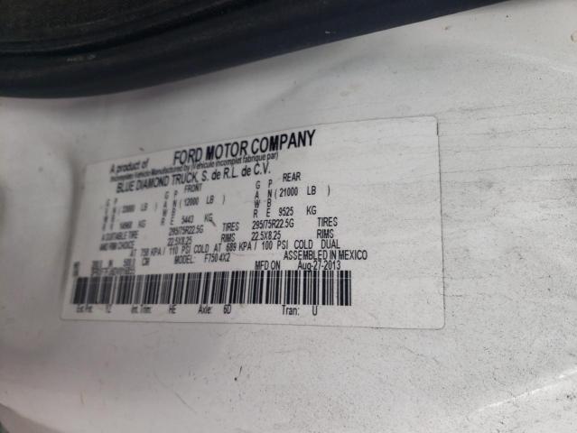 3FRXF7FJ6DV016855 - 2013 FORD F750 SUPER DUTY WHITE photo 10