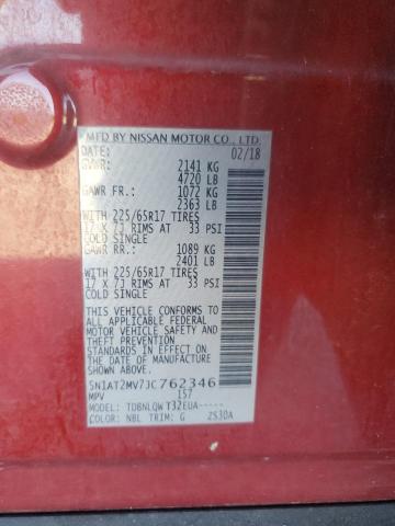 5N1AT2MV7JC762346 - 2018 NISSAN ROGUE S წითელი ფოტო 13