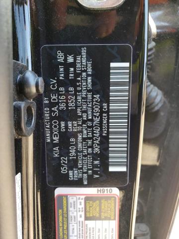 3KPA24AD7NE490734 - 2022 KIA RIO LX BLACK photo 12