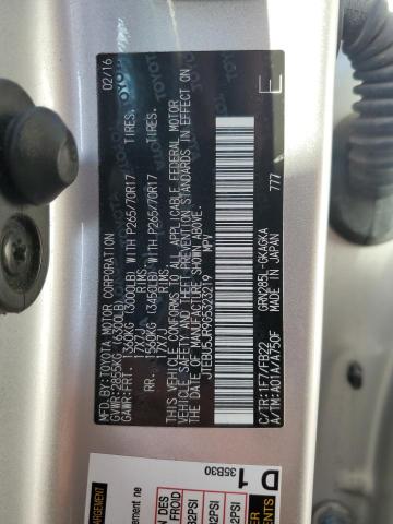 JTEBU5JR9G5323219 - 2016 TOYOTA 4RUNNER SR5/SR5 PREMIUM SILVER photo 14