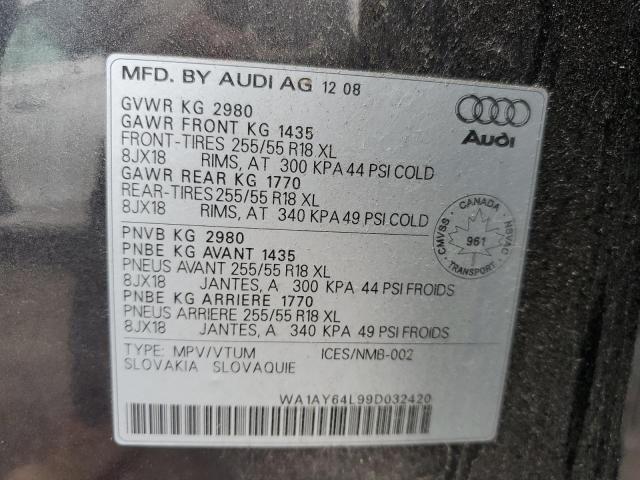 WA1AY64L99D032420 - 2009 AUDI Q7 3.6 QUATTRO GRAY photo 14