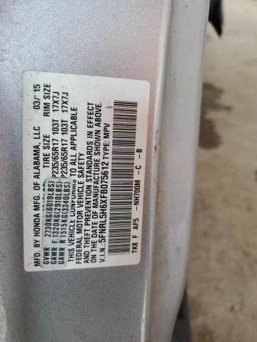 5FNRL5H6XFB075612 - 2015 HONDA ODYSSEY EXL SILVER photo 13