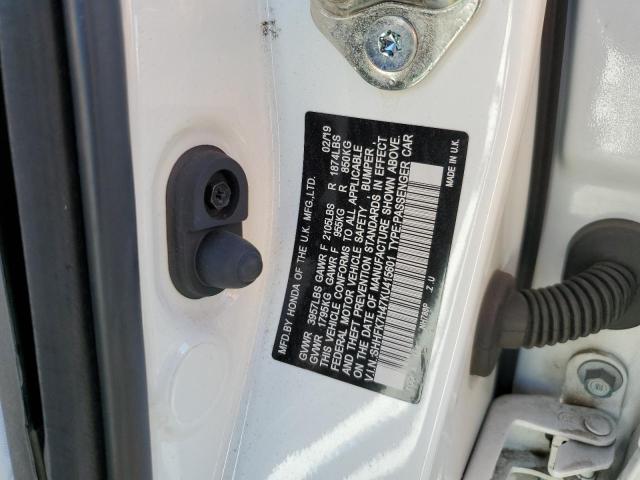 SHHFK7H47KU415601 - 2019 HONDA CIVIC SPORT WHITE photo 12