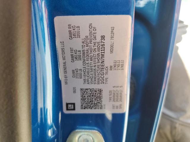 1GCGTEEN7M1116738 - 2021 CHEVROLET COLORADO ZR2 BLUE photo 12