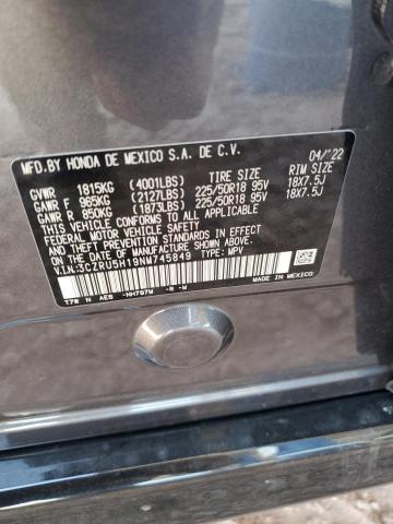 3CZRU5H19NM745849 - 2022 HONDA HR-V SPORT GRAY photo 12