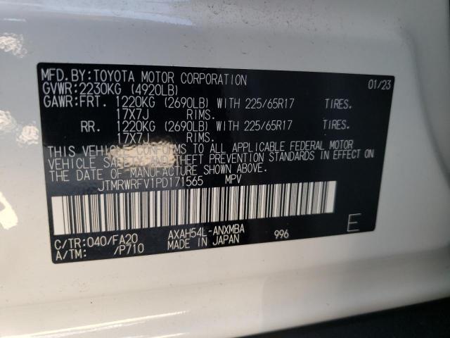 JTMRWRFV1PD171565 - 2023 TOYOTA RAV4 XLE WHITE photo 12